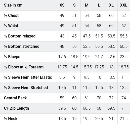 Größentabelle / SizeChart