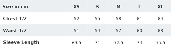 Gr&ouml;&szlig;entabelle / SizeChart
