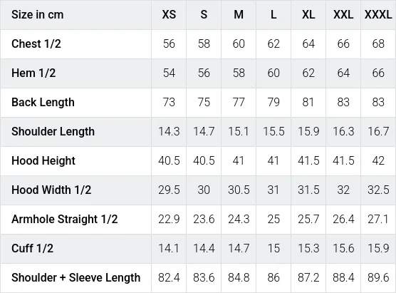 Größentabelle / SizeChart