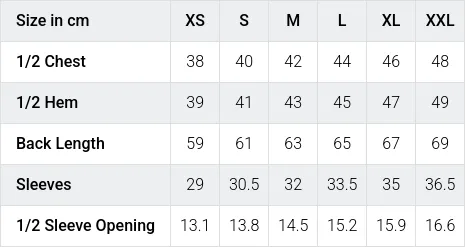 Größentabelle / SizeChart