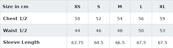 Gr&ouml;&szlig;entabelle / SizeChart