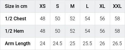 Größentabelle / SizeChart