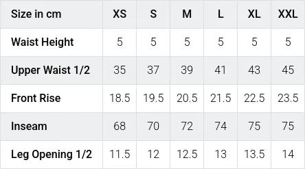 Größentabelle / SizeChart