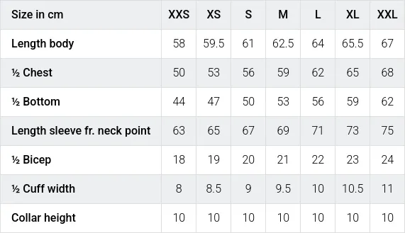Größentabelle / SizeChart