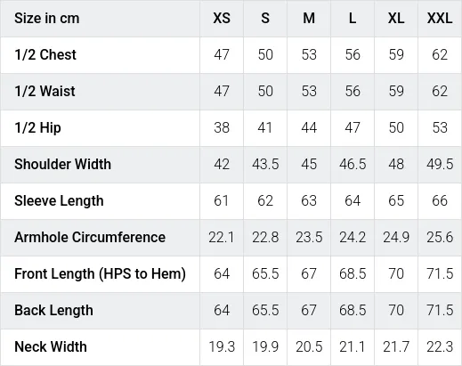Größentabelle / SizeChart