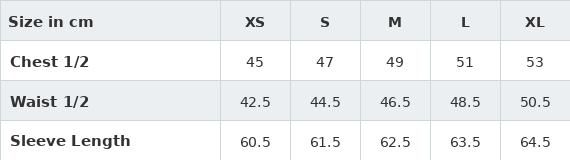 Gr&ouml;&szlig;entabelle / SizeChart