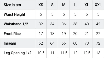 Größentabelle / SizeChart